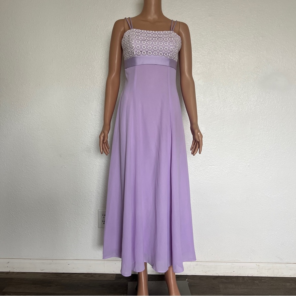 Vintage Light Purple Empire Waist Maxi Dress S/M
